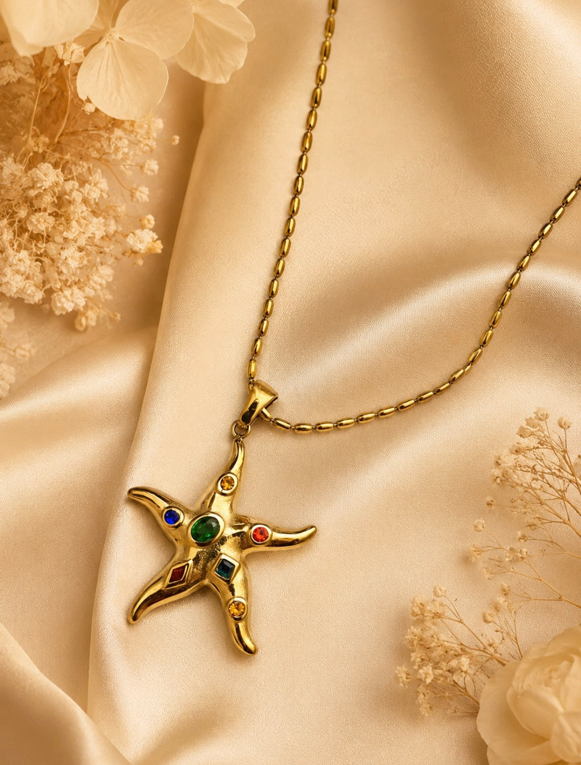 Starfish Charm Necklace – Gold