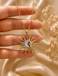 Sun & Moon Pendant Necklace – Gold Plated Stainless Steel
