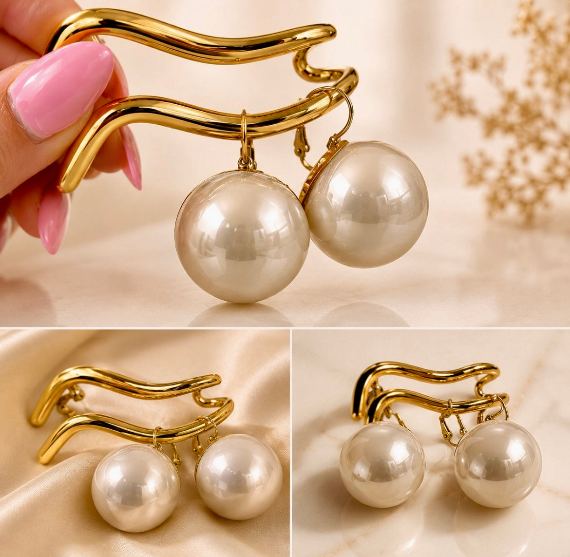 Golden Pearl Earrings