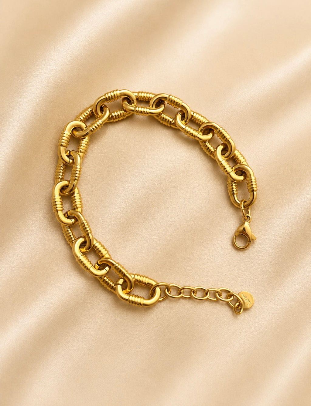 Gold Textured Link Bracelet