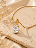 Teardrop Crystal Necklace – Gold & Silver