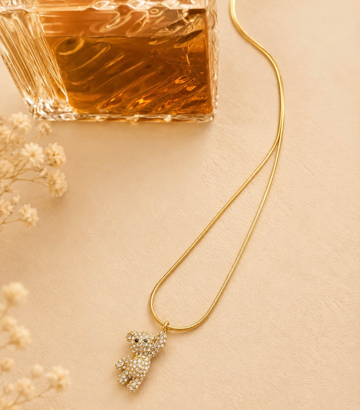 Crystal Teddy Necklace – Gold