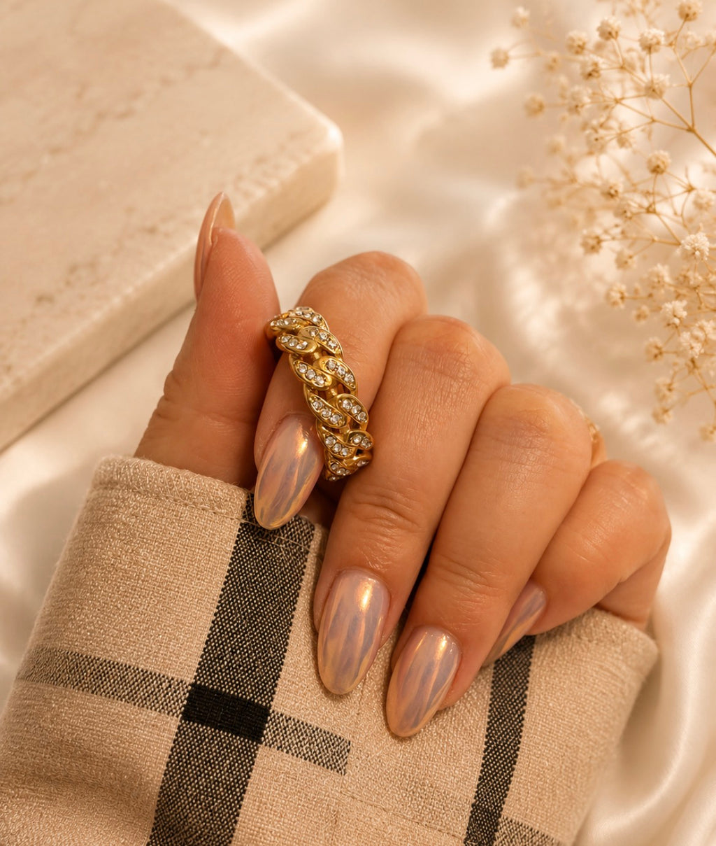 Golden Chain Crystal Ring