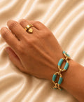Turquoise & Gold Link Bracelet