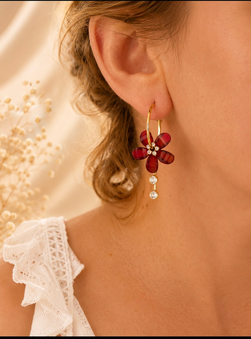 Burgundy Blossom Earrings