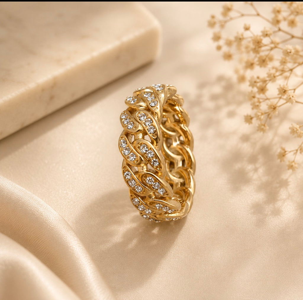 Golden Chain Crystal Ring