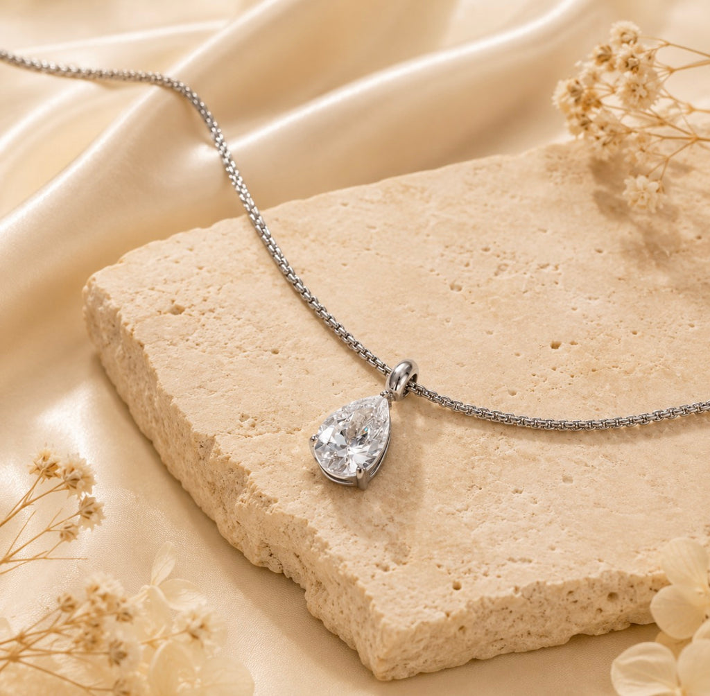 Teardrop Crystal Necklace – Gold & Silver