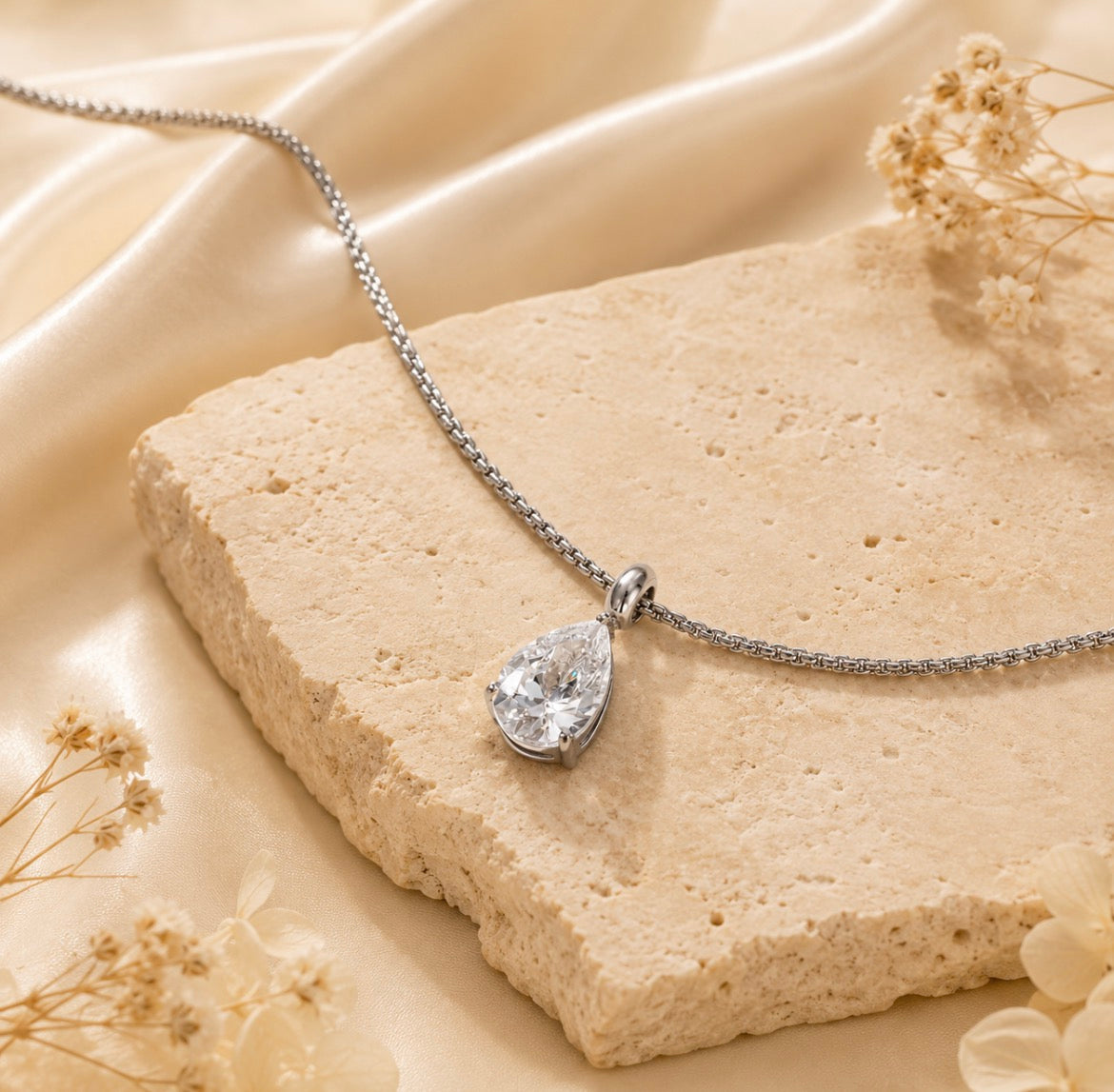 Teardrop Crystal Necklace – Gold & Silver