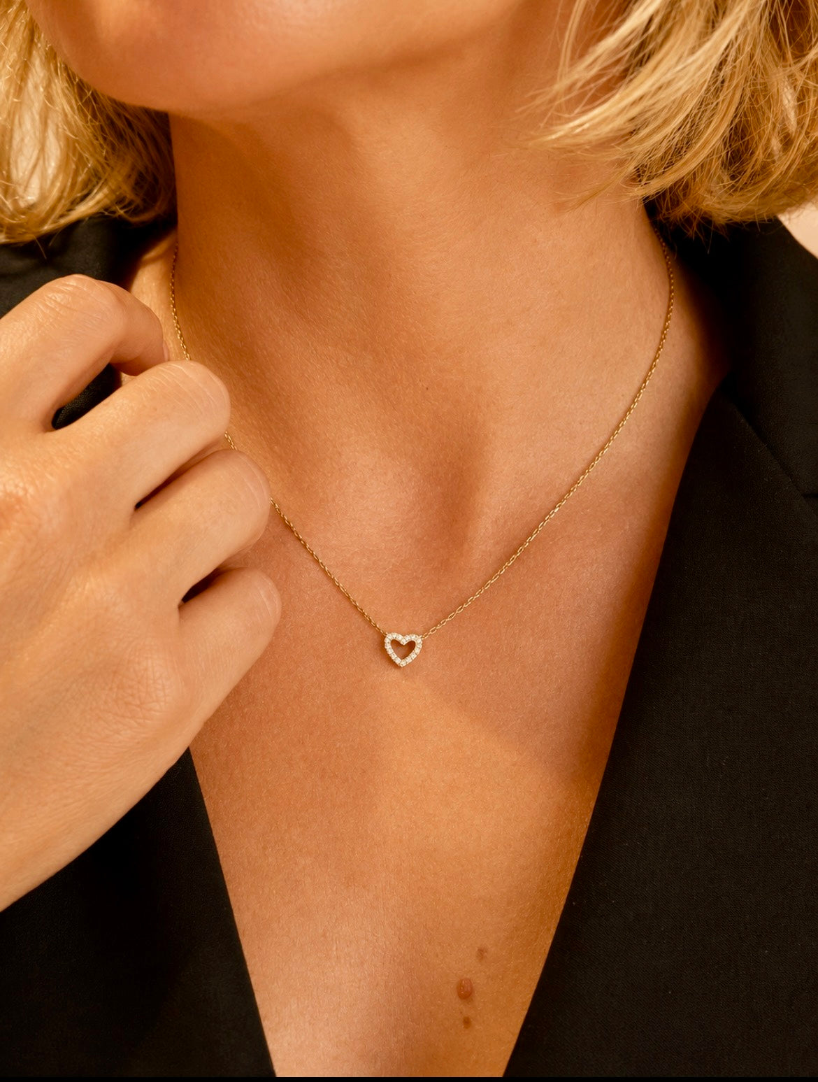 Crystal Heart Necklace – Gold