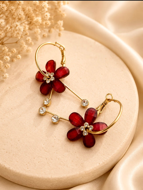 Burgundy Blossom Earrings
