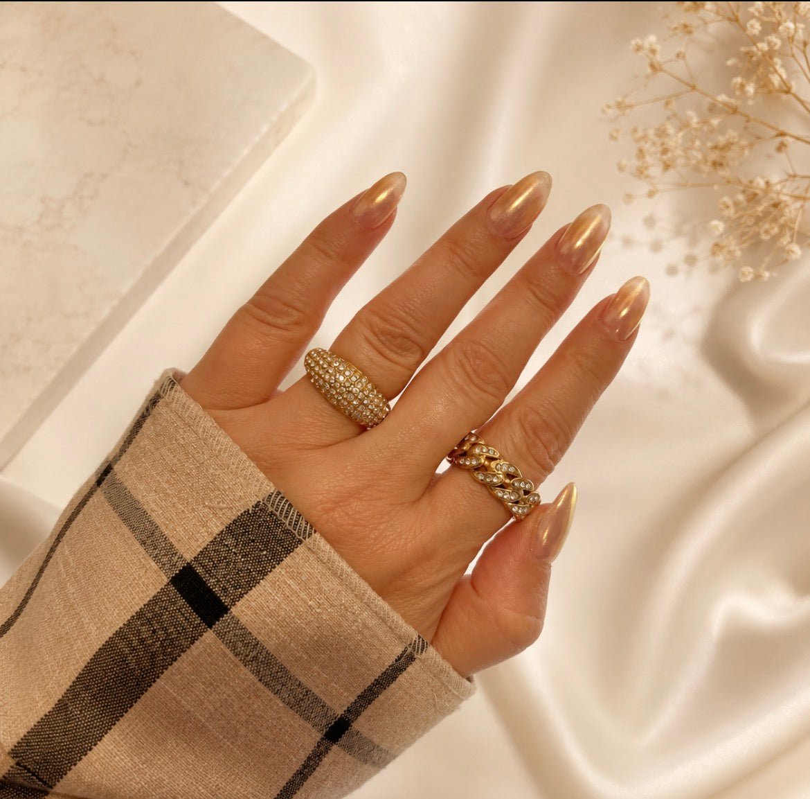 Golden Chain Crystal Ring