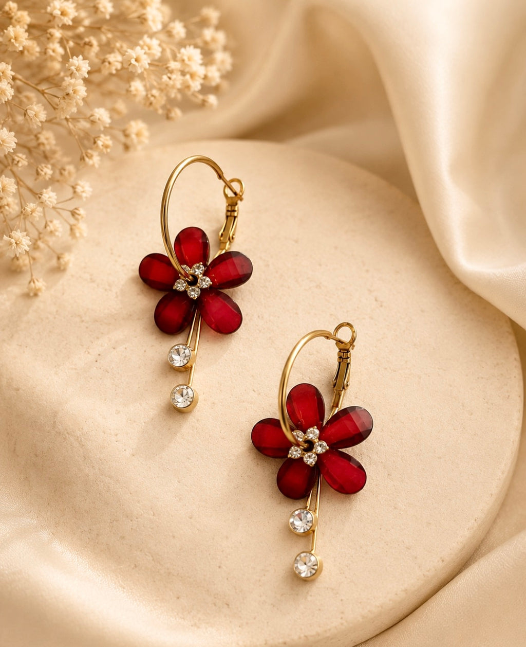 Burgundy Blossom Earrings
