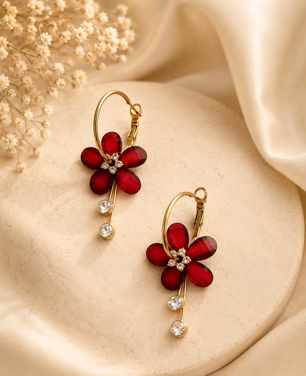 Burgundy Blossom Earrings