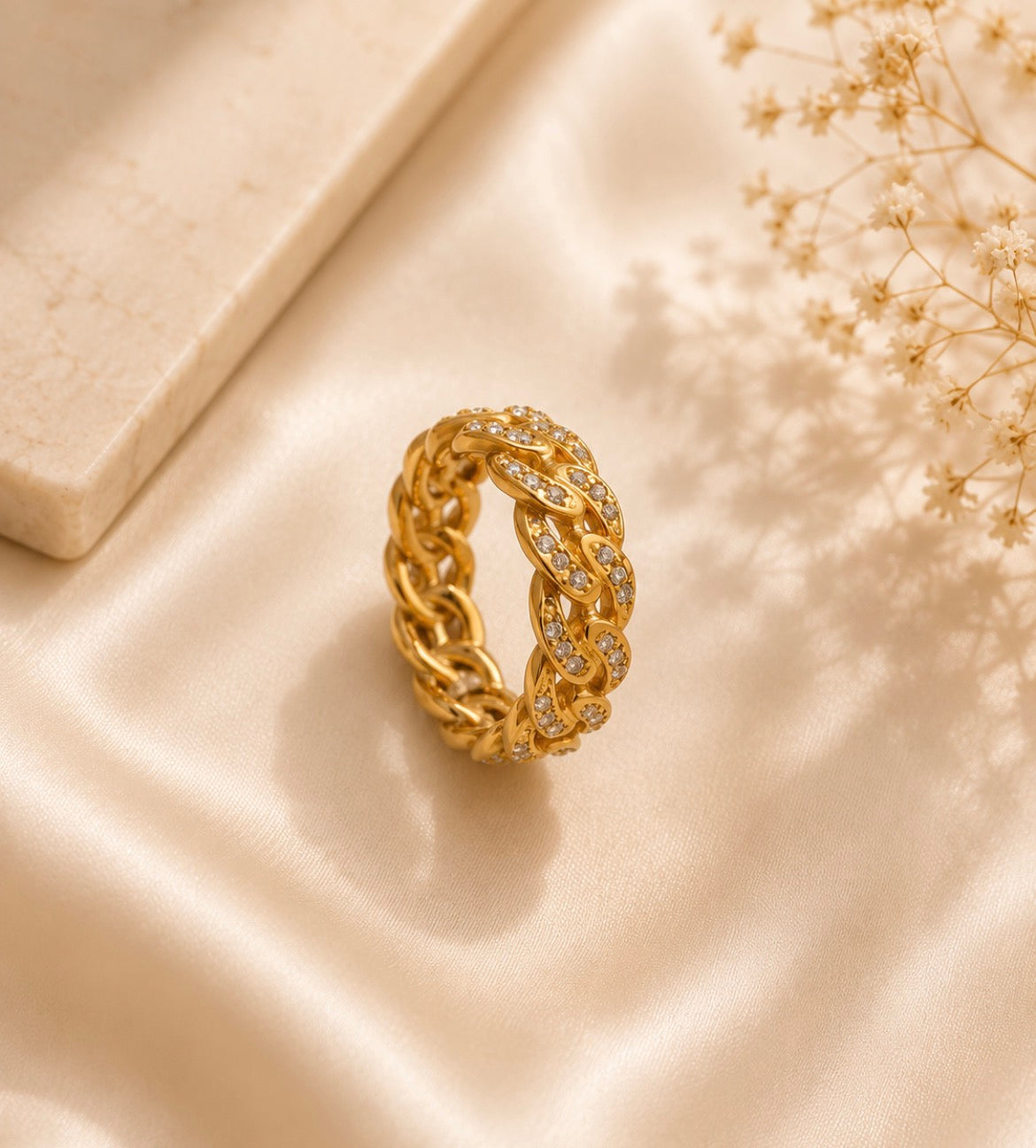 Golden Chain Crystal Ring