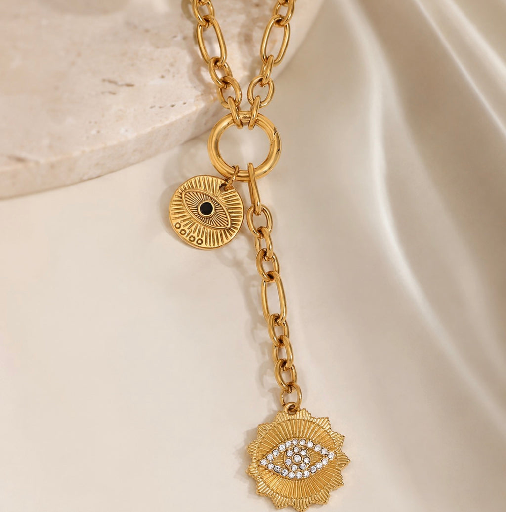 Golden Eye Necklace – Elegance & Protection