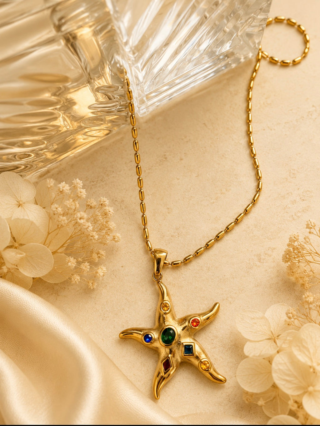 Starfish Charm Necklace – Gold