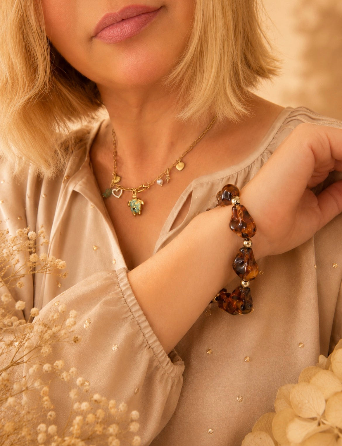 Amber Glow Acrylic Bracelet