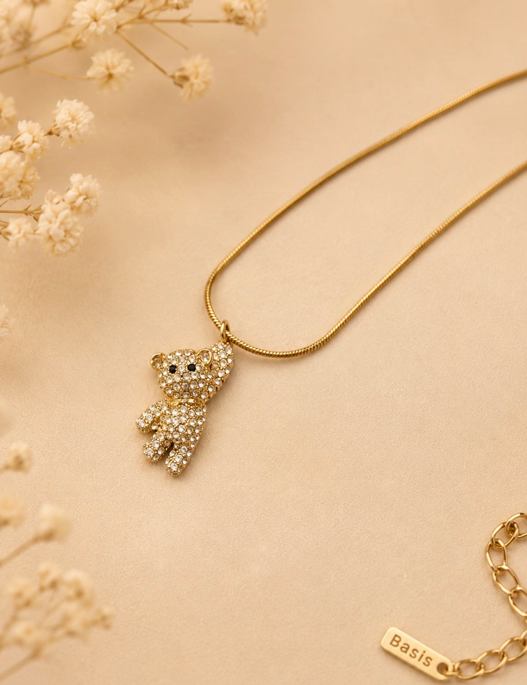 Crystal Teddy Necklace – Gold