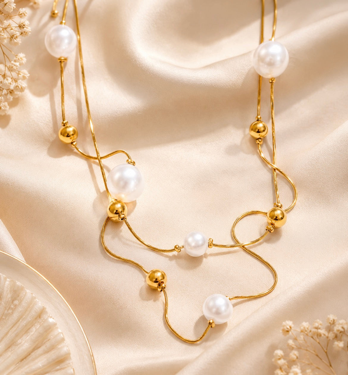Elegant Faux Pearl Long Necklace