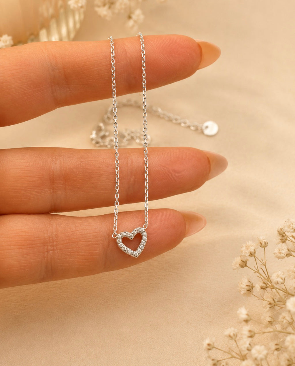 Crystal Heart Necklace – Silvery
